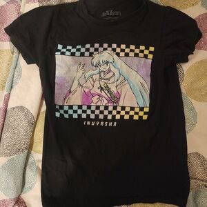 Inuyasha Graphic Tee — Black Anime Shirt with Pastel Artwork